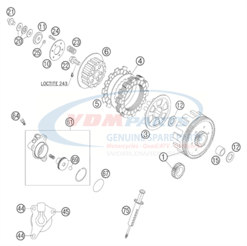 Prim.de.W.Clutch Hub 23:75"99 46032000144 , KTM, Husqvarna